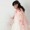 Cape florale en tulle rose